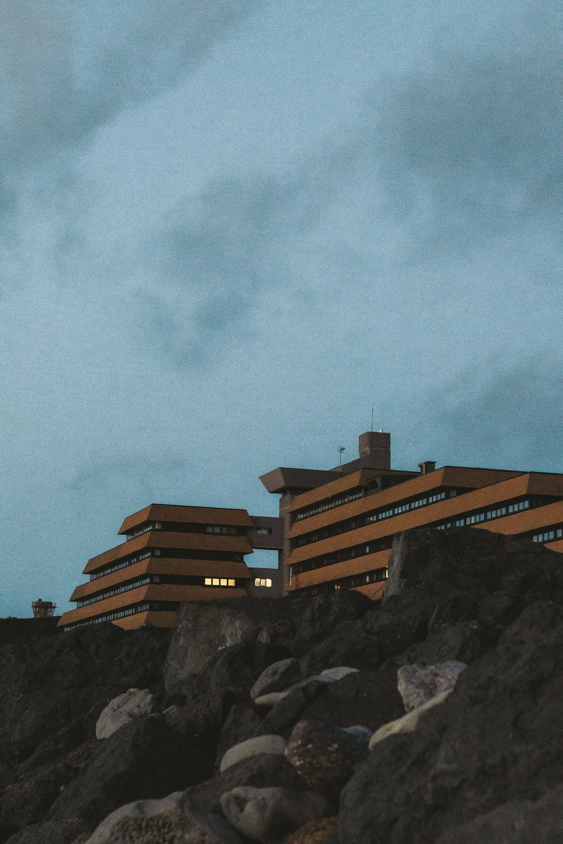 MirevellangrandHaven hotel exterior at dusk